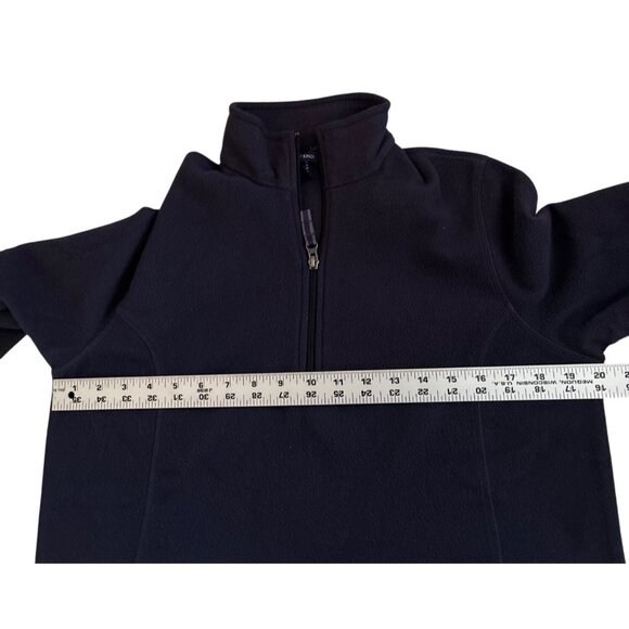 Lands End Womens Dark Navy 1/4 Zip Fleece Pullover Jacket M Winter Warm - Picture 5 of 6